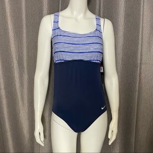 Nike Heather Stripe Crossback One Piece Swimsuit